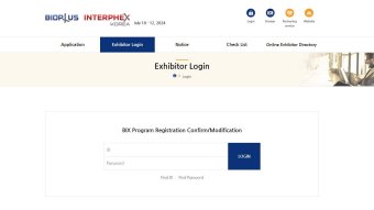 BIX Booth Exhibitor Login Page